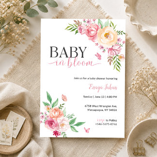 Invitación de Baby Shower Floral Baby en Flor