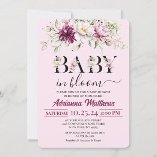 Invitación de Baby Shower Floral Baby In Bloom