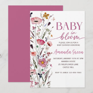 Invitación de Baby Shower Floral Baby In Bloom