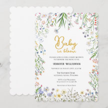 Invitación de baby shower floral, Bebé en flor