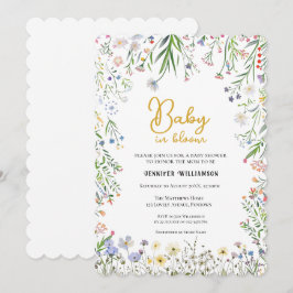 Invitación de baby shower floral, Bebé en flor