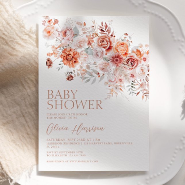 Invitación de baby shower floral boho (Subido por el creador)