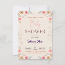 Invitación de Baby Shower Floral Boho Baby In Bloo