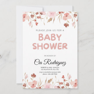 Invitación de Baby Shower Floral Boho Flor de Camp