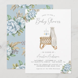 Invitación de Baby Shower Floral Boho para Niño