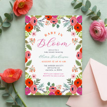 Invitación de Baby Shower Floral Brillante 'Bebé e