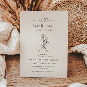 Invitación de Baby Shower Floral con Lazo Minimali