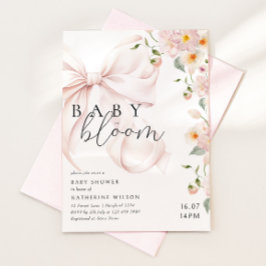 Invitación de baby shower floral de acuarela con l