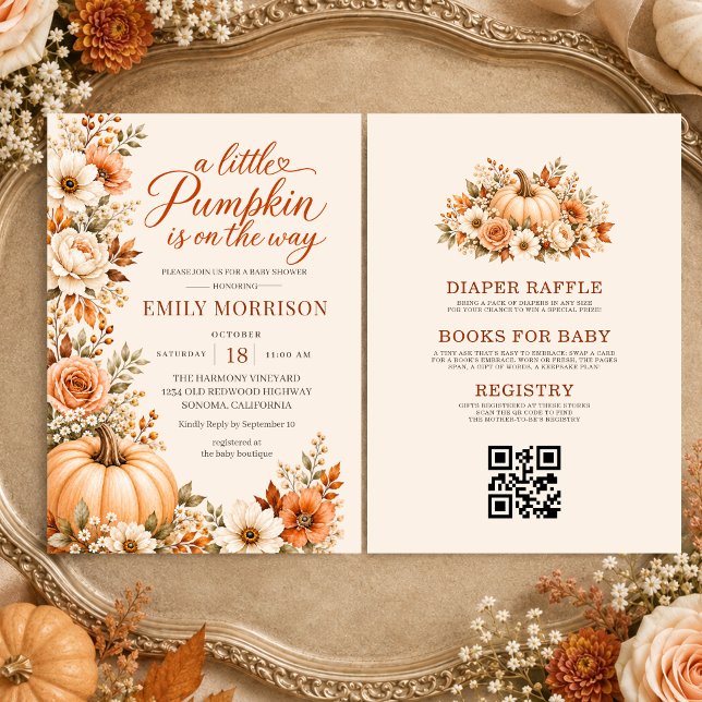 Invitación de Baby Shower Floral de Código QR de C (Subido por el creador)
