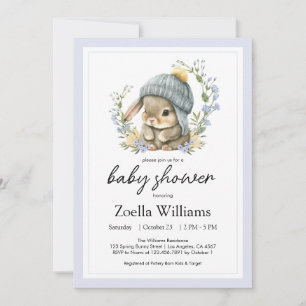 Invitación de Baby Shower Floral de Conejito Peque