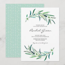 Invitación de Baby Shower floral de Eucalyptus