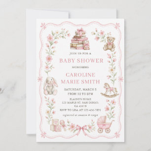 Invitación de Baby Shower Floral de Juguetes para 