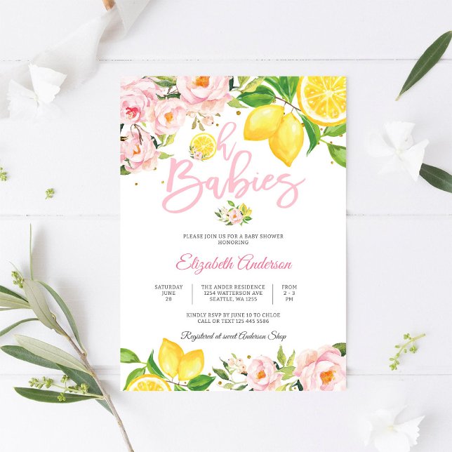 Invitación de Baby Shower Floral de Limón (Subido por el creador)
