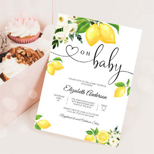 Invitación de Baby Shower Floral de Limón