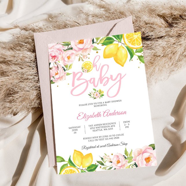 Invitación de Baby Shower Floral de Limón (Subido por el creador)