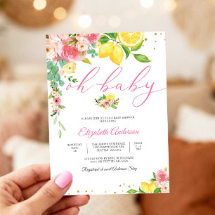 Invitación de Baby Shower Floral de Limón