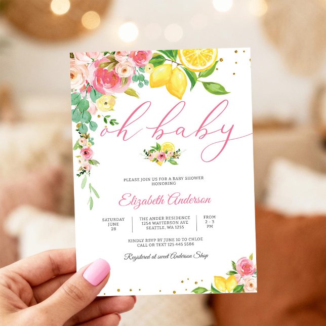 Invitación de Baby Shower Floral de Limón (Subido por el creador)