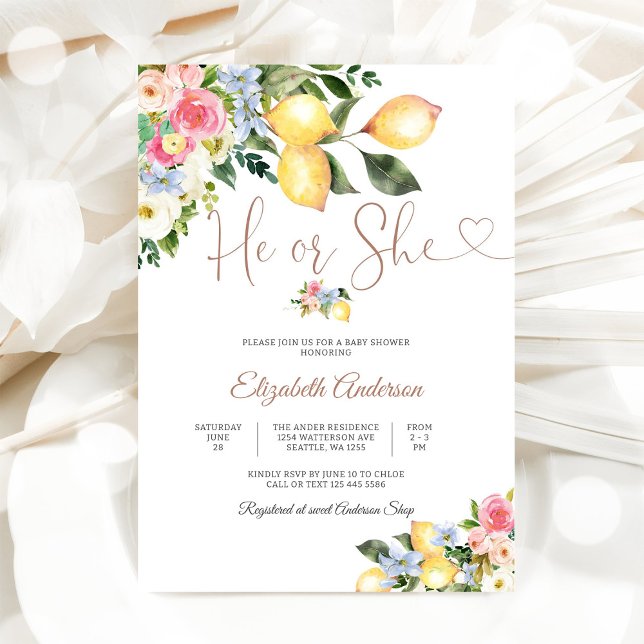 Invitación de Baby Shower Floral de Limón (Subido por el creador)