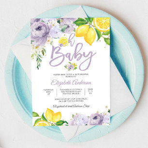 Invitación de Baby Shower Floral de Limón
