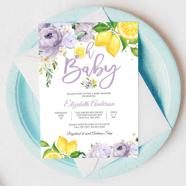 Invitación de Baby Shower Floral de Limón (Subido por el creador)