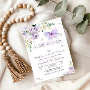 Invitación de Baby Shower Floral de Mariposa