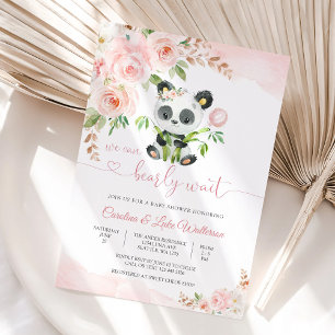 Invitación de Baby Shower Floral de Panda Adorable
