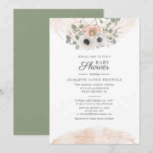 Invitación de Baby Shower Floral de Pasto de Pampa