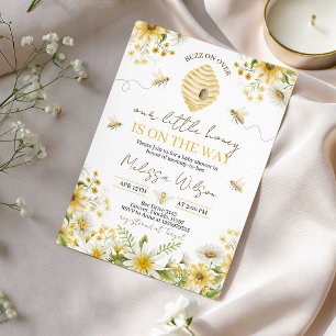 Invitación de Baby Shower floral de pequeña abeja