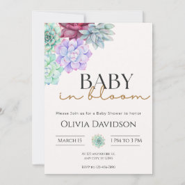 Invitación de Baby Shower Floral de Suculentas con