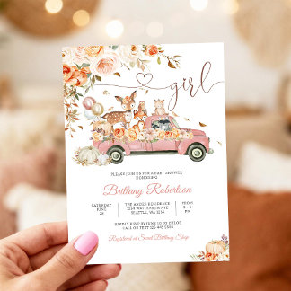 Invitación de Baby Shower Floral del Bosque