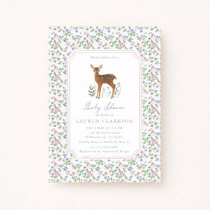 Invitación de baby shower floral del bosque Little