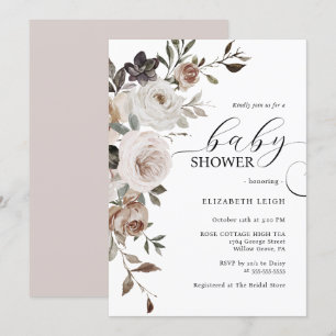 Invitación de baby shower floral elegante