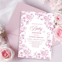 Invitación de baby shower floral elegante de rosa