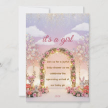 Invitación de baby shower floral "Es una niña"