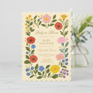 Invitación de Baby Shower Floral Frame Baby in Blo