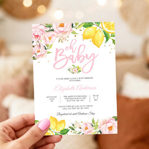 Invitación de Baby Shower Floral Limón