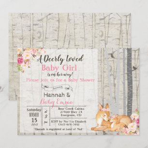 Invitación de Baby Shower Floral Little Deer Girl