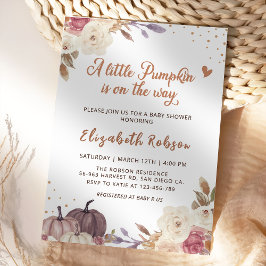 Invitación de Baby Shower Floral Little Pumpkin Fa