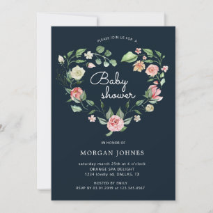 Invitación de Baby Shower Floral Midnight Bloom