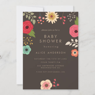 INVITACIÓN DE BABY SHOWER FLORAL MODERNA