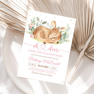 Invitación de Baby Shower Floral Oh Deer Girl