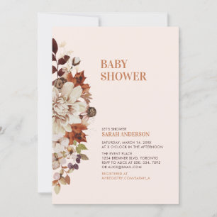 Invitación de Baby Shower Floral Otoño Rústico