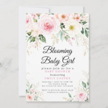 Invitación de Baby Shower Floral para Bebé Niña en