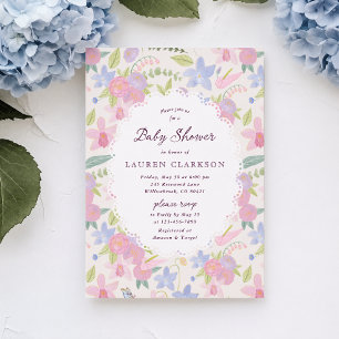Invitación de baby shower floral pastel caprichosa