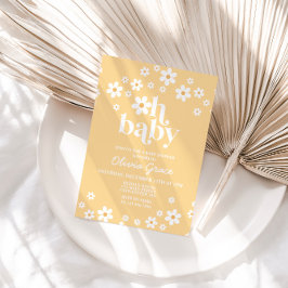 Invitación de Baby Shower Floral Retro Amarillo Da