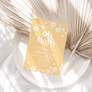 Invitación de Baby Shower Floral Retro Amarillo Da