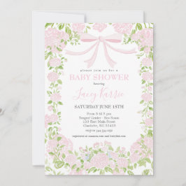 Invitación de baby shower floral rosa, 