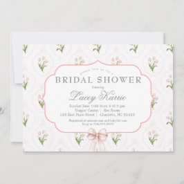 Invitación de baby shower floral rosa,