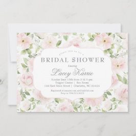 Invitación de baby shower floral rosa,