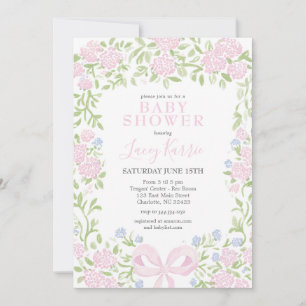 Invitación de baby shower floral rosa, 